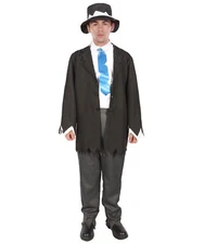 Black Scary Suit Coat Hat Gothic Zombie Costume Halloween Cosplay Party HC-1164