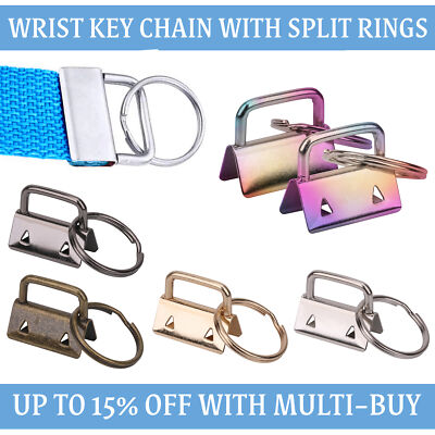 5-50 x Schlüsselanhänger Hardware Schlüsselanhänger Split Ring Handgelenk Armband Schlüsselring Schwanzclip 25 mm