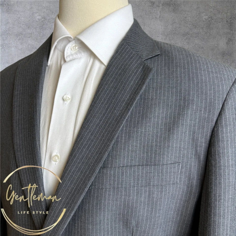 MERONA мужской Blazer Sport пальто две пуговицы куртка 42R серый в полоску костюм куртка - Изображение 4 из 4