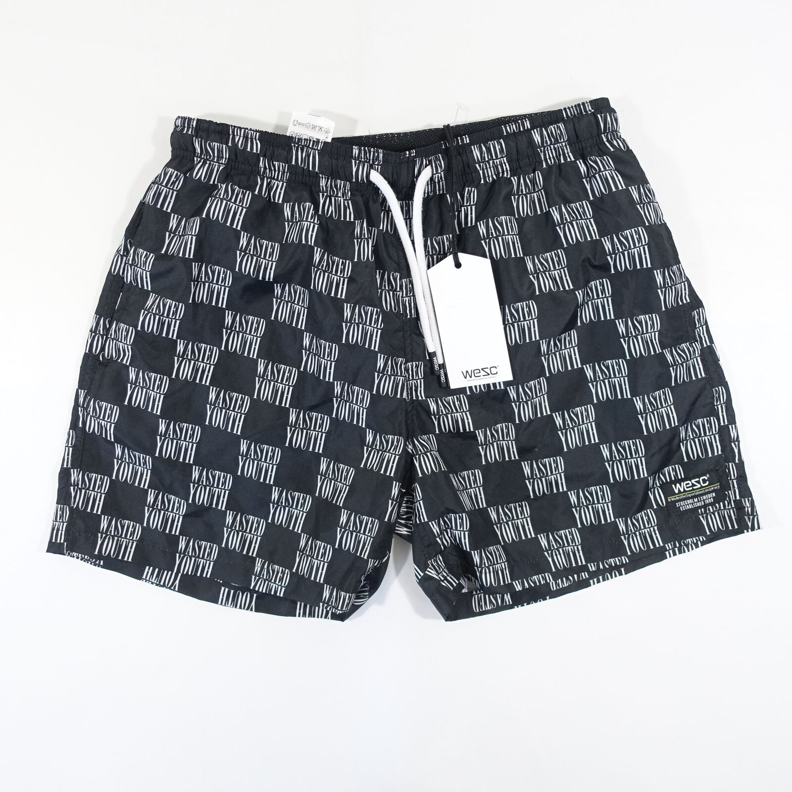 WESC WE ARE SUPERLATIVE CONSPIRACY WASTED YOUTH BLACK SMALL 29-31 TRUNKS  SHORTS