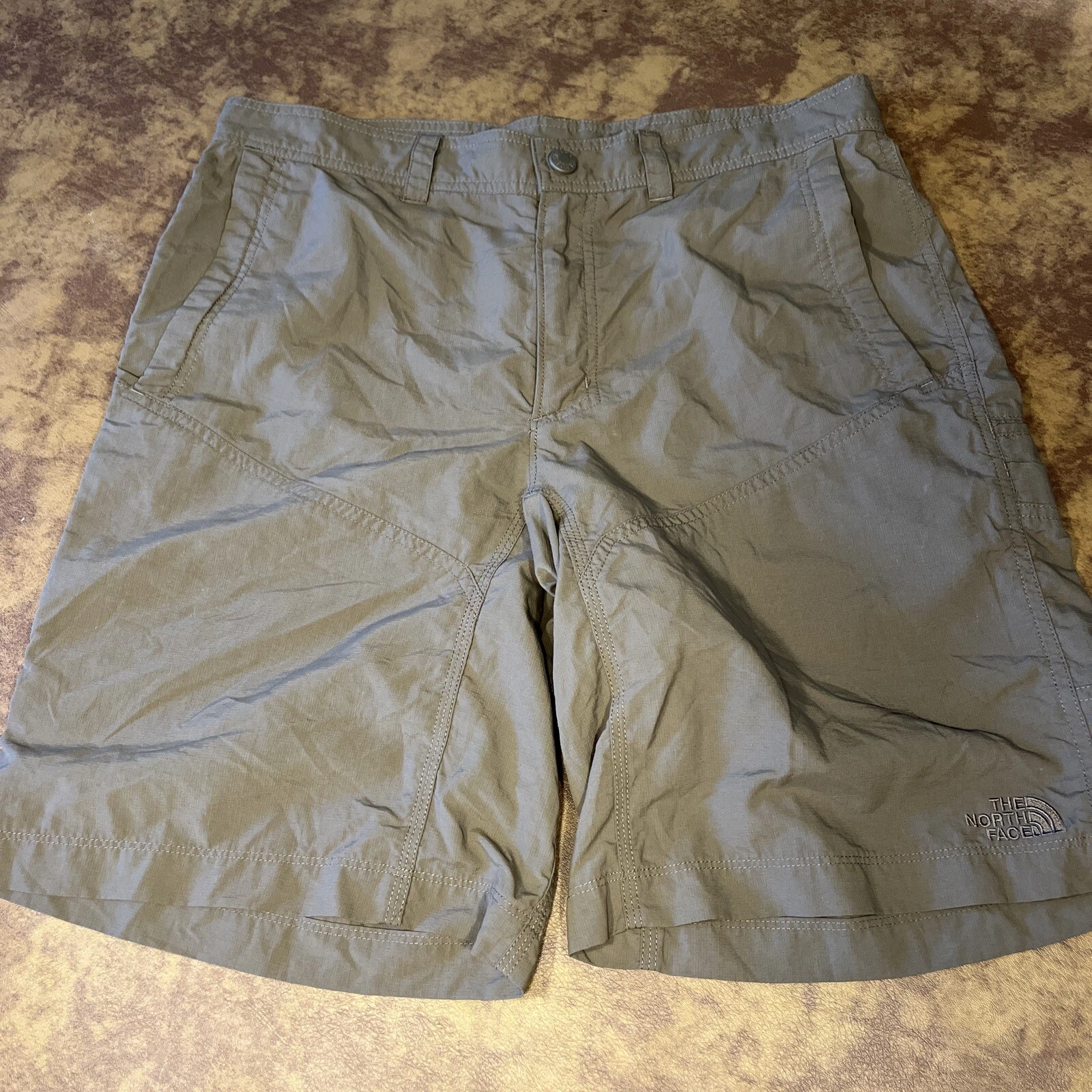 the north face green outdoor quick dry shorts belt loops pockets sz 32