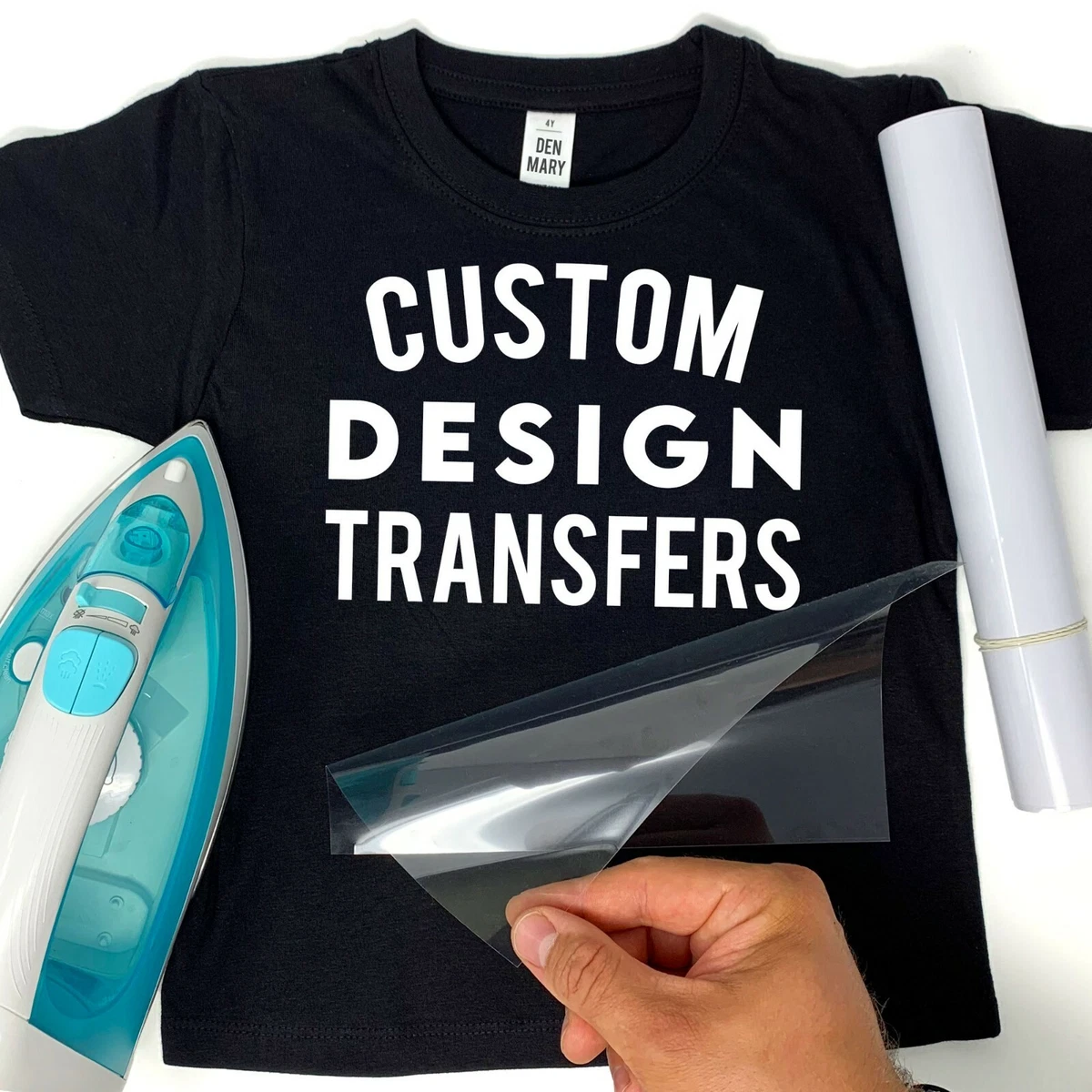 Custom Design Iron on Transfer T Shirt Personalised Text Name Logo