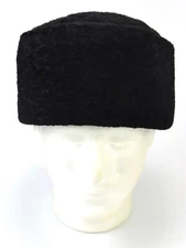 Black European Kubanka Real Fur Astrakhan Karakul Winter Cossack Hat Papakha B3
