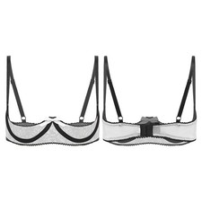Women Underwear Dating Bralette 1/4 Cups Lingerie Sexy Bra Adult Top Mesh Lace