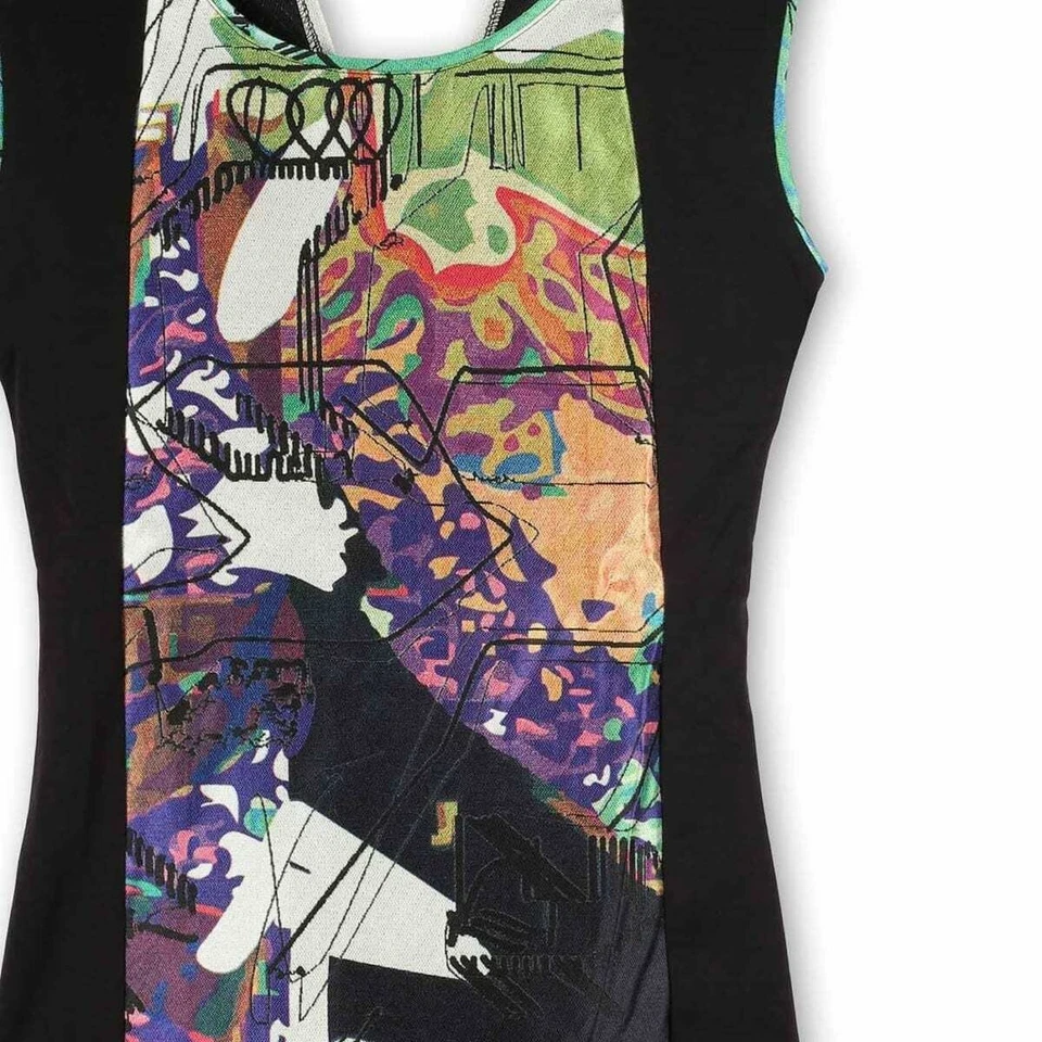 Desigual Damen Shiftkleid Knielang Schwarz Geometrisch Ih6 Größe XS EU 36 - Bild 4 von 4