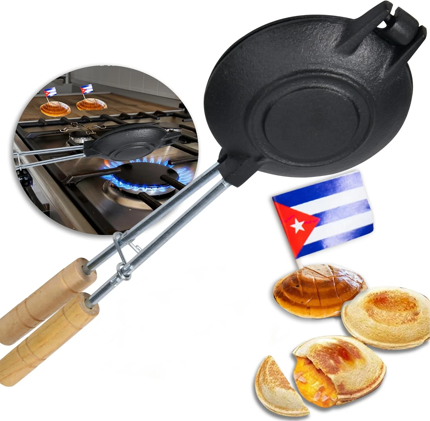 Disquera De Pan Cubano Redondo (1 Unit) – Cast Iron Cuban Sandwich Press for Dis