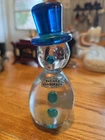 Blenko Snowman Cobalt Blue Top Hat Clear Art Glass Figurine Sculpture W/ Sticker