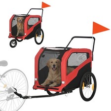 PawHut 2 in 1 Dog Bike Trailer Pet Stroller for Large Dogs W/ Hitch - Red