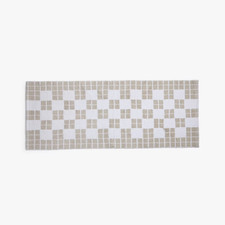 1'6"x5' Cotton Tile Bath Runner Parchment - Parachute Looped Checkerboard New