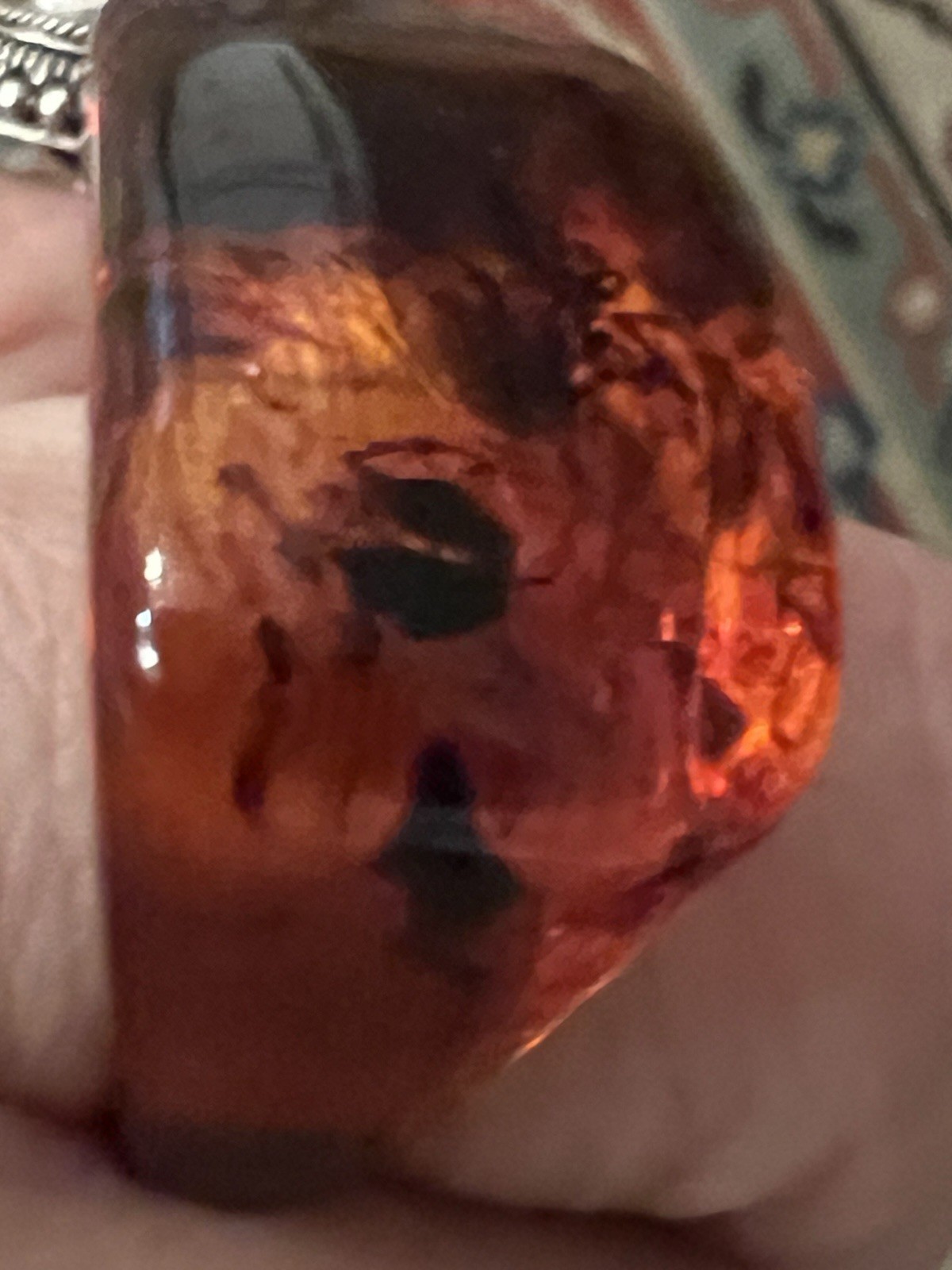 Large Solid Carved Polished Amber Band Ring Size 8 - image 11