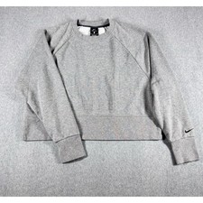 Nike Dri-Fit Embroidered Logo Cropped Grey Women's Jumper Size Small