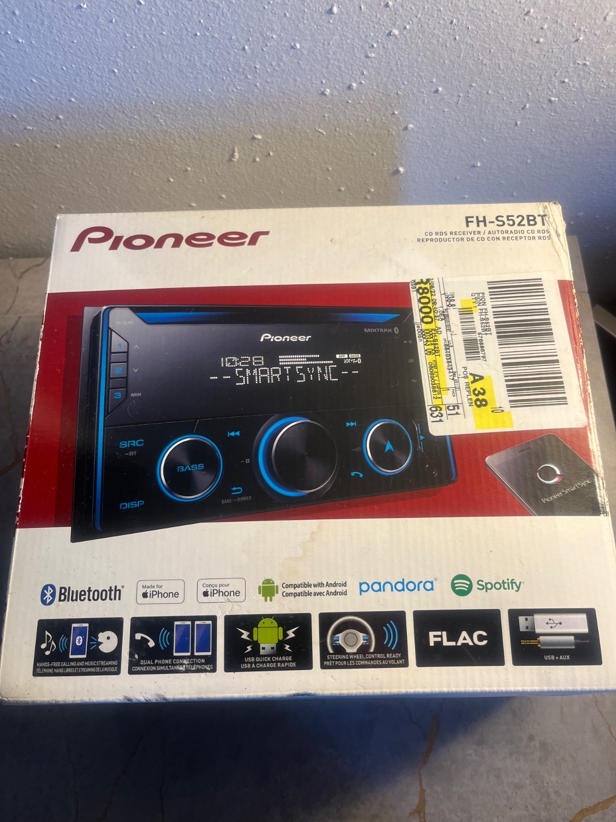 Pioneer FH-S52BT Double DIN Bluetooth Receiver NEW OPEN BOX