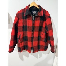 Vtg Woolrich Men's Large Jacket Coat Buffalo Plaid Wool Sherpa Lined