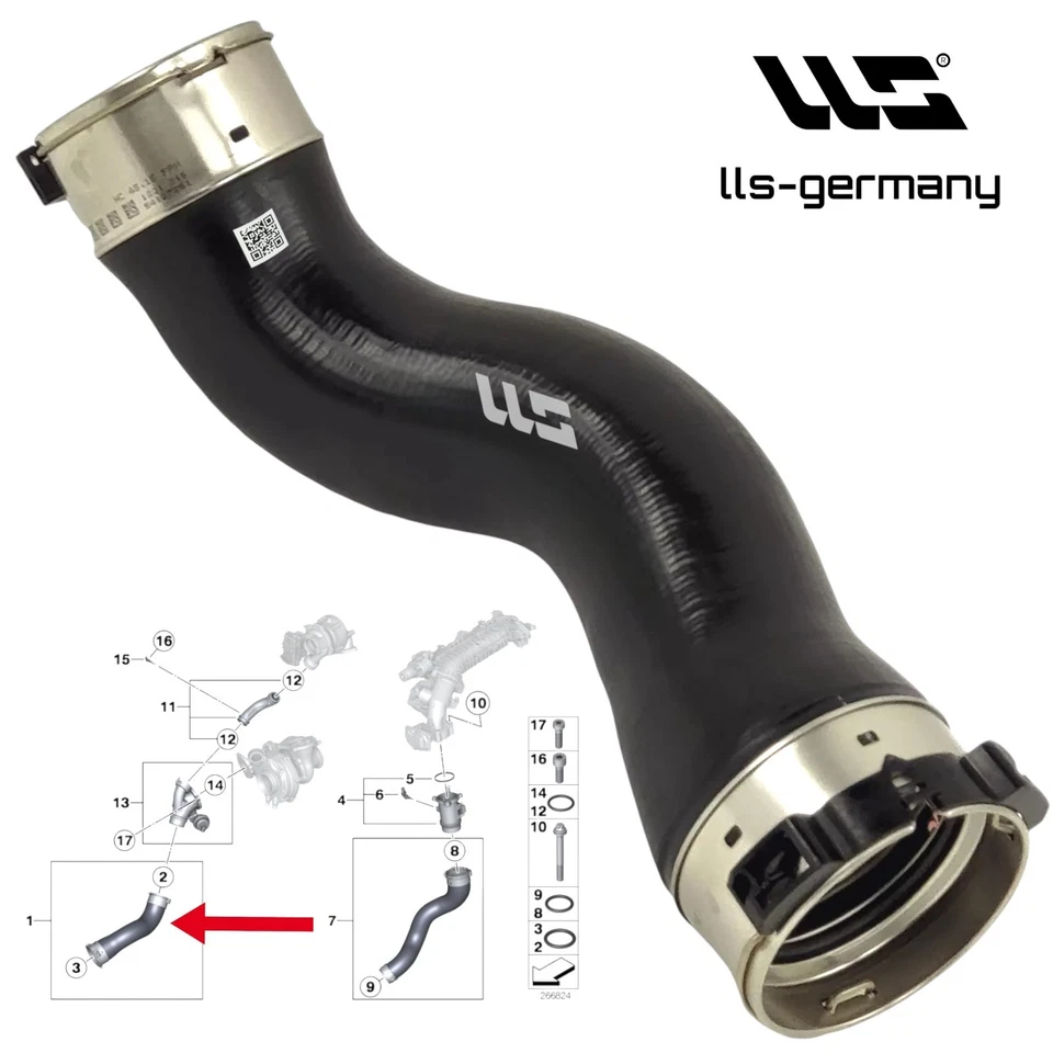 Turboschlauch Ladeluftschlauch für BMW 5er F10 F11 525d 525dX 11617810796
