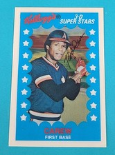 1982 Kellogg's 3-D Super Stars #51 Rod Carew California Angels BASEBALL Card F7