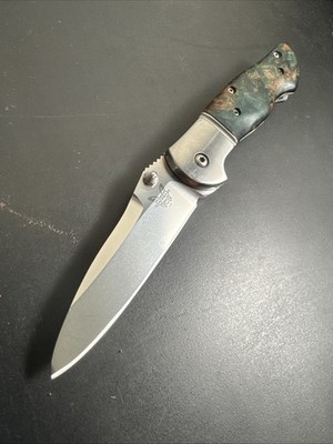 Benchmade 670 Apparition, Osborne Design, Custom Dyed Maple Burl Scales Assisted