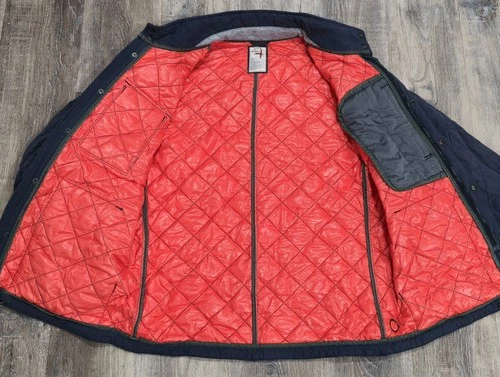 Relwen Insulated Tanker Jacket Men's Sz Large Blue Quilted Orange Lined Coat image 8