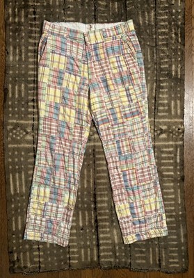 Vintage 1960s Indian Madras Thomson Mens Patchwork Colorful Pastel Pants Rare 32