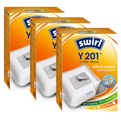 Swirl Y 201 Staubsaugerbeutel Staubbeutel safe & clean für Samsung (3er Pack)