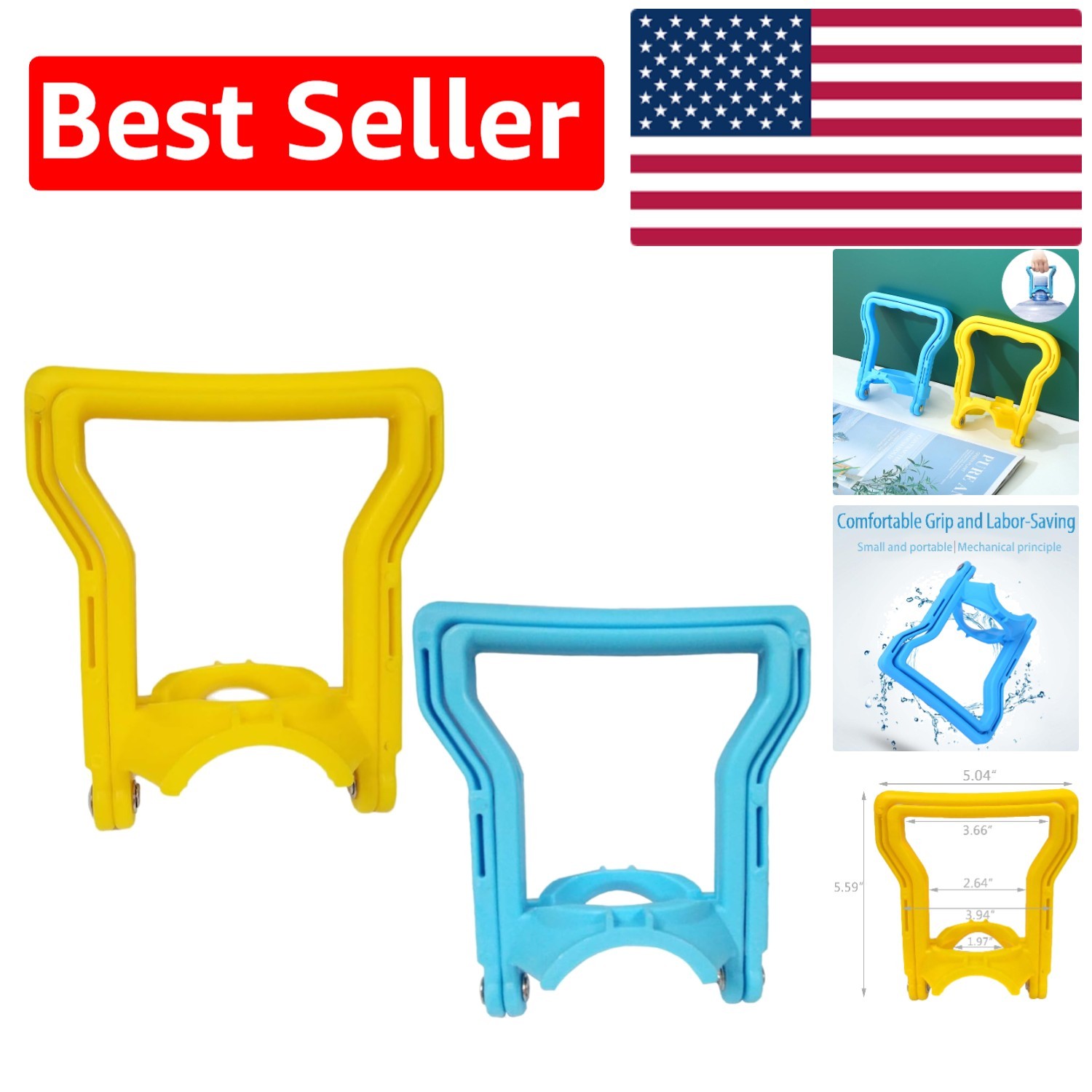 Manijas de botella de agua de 5 galones de agarre fuerte - ajustables para máxima comodidad