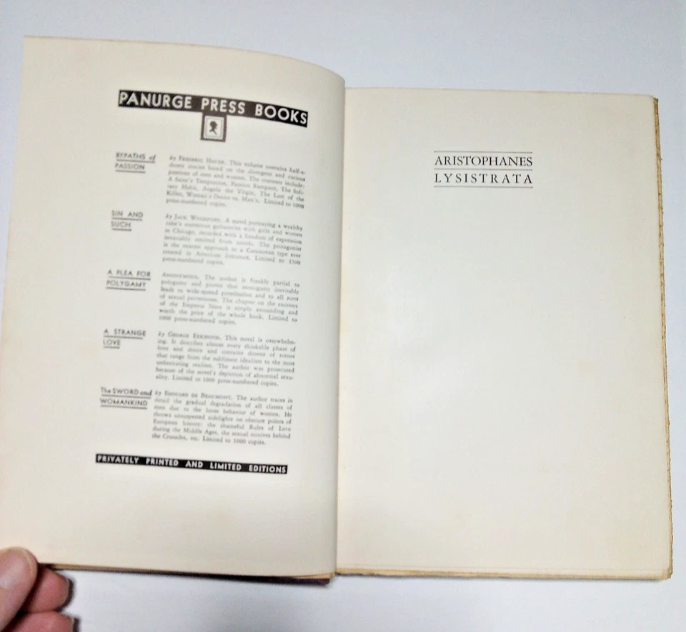 Aristophanes Lysistrata Hard Cover Pure Rag Paper Limited Edition 466 Of 750 - Image 4 of 4