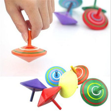 6 Pcs Set of Handmade Painted Wood Spinning Tops, Wooden Toys Educational Toys K