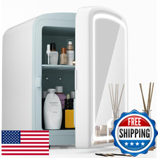 COYCYQI 4L Mini Skincare Fridge with Dimmable LED Mirror, Portable Beauty Refrig