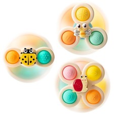 3-Piece Suction Cup Spinner Toys for 1-3 Year Old Boys  Girls - Spinning Sensor