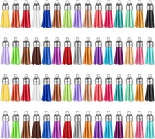 60 Pcs Tassels for Jewelry Making Keychain Tassels Leather Tassel Keychain