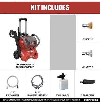 #ad Craftsman V20 1500 PSI 1.2GPM Cold Water Pressure Washer CMCPW1500N2 TOOL ONLY $185.00