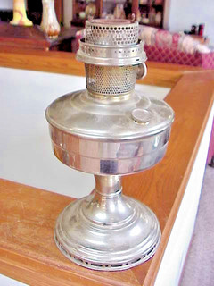 Vtg Nickel Plated Nice Aladdin Oil Lamp With #12 Burner