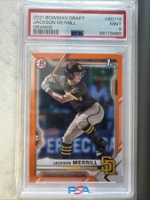2021 Bowman Draft Jackson Merrill 1st Bowman Orange  25/25 #BD-119 psa Mint 9