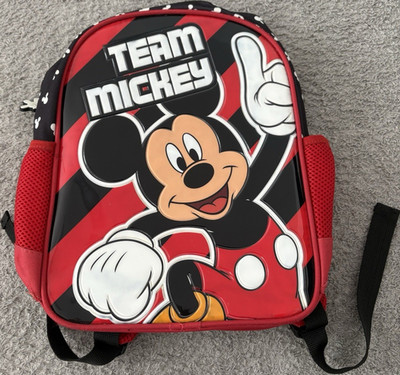 Disney Team Mickey Mouse Kinder Rucksack, rot schwarz weiß, Polyester, verstell 