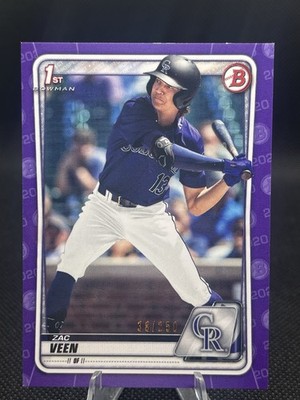 2020 Bowman Draft Baseball Zac Veen 1st Bowman Purple Border /250 #BD-107