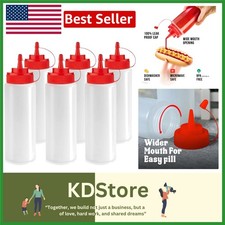 6 Pack Reusable Leak-Proof Condiment & Oil Squeeze Bottles 12oz BPA-Free