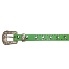 Nocona Belt Co. Women's Lime Green Leather Gemstone Western Cowgirl Belt 24