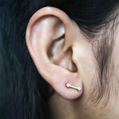 14K Gold 0,17 Ct. Laborgefertigte Diamant Stab minimalistische Ohrstecker edler Schmuck