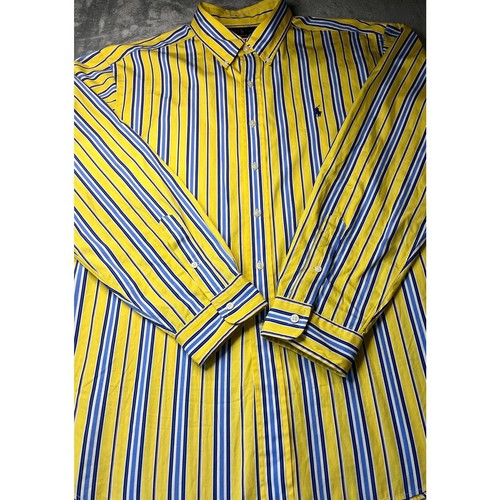Ralph Lauren gelb und blau klassische Passform gestreiftes Button Down Hemd Größe 2XL - Bild 2 von 6