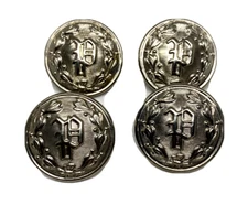 lot of 4 P Police silver tone metal wreath Waterbury Uniform Button large  7/8"