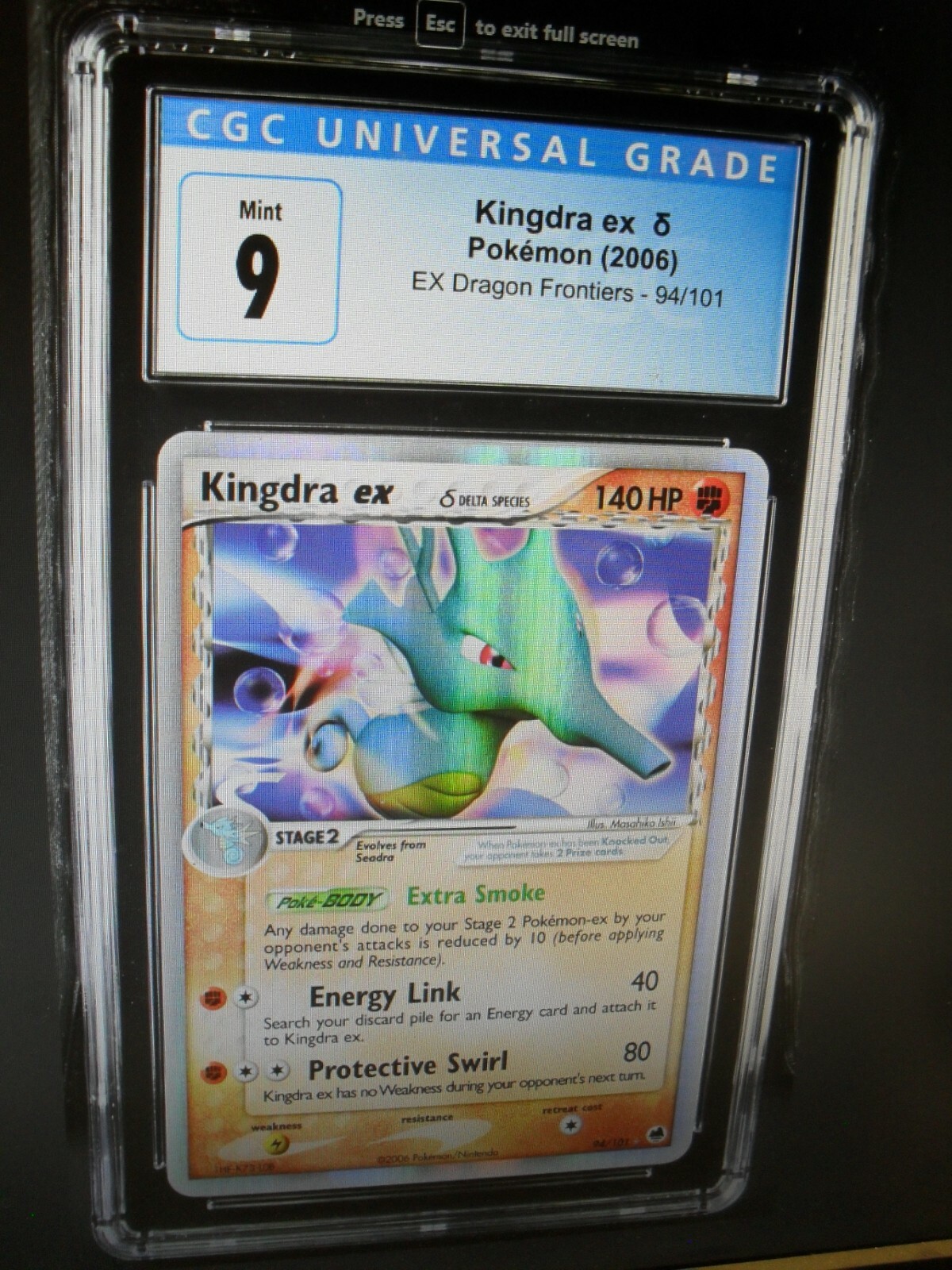 CGC 9 Mint Kingdra EX 94/101 Ex Dragon Frontiers Holo rare Pokemon Card