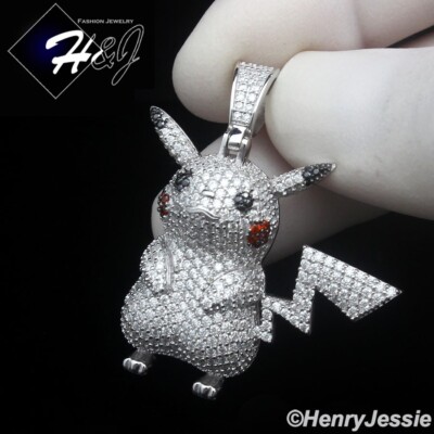 MEN SOLID 925 STERLING SILVER FULL ICY BLING CZ 3D HIPHOP CARTOON PENDANT*SP510
