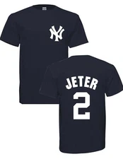 ADULT Derek Jeter #2 NEW YORK YANKEES T-SHIRT NAVY or Gray  FREE SHIPPING