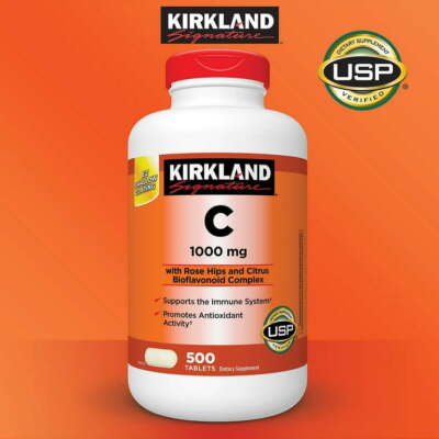 Kirkland Signature Vitamin C with Rose Hips 1000 mg 500 Tablets
