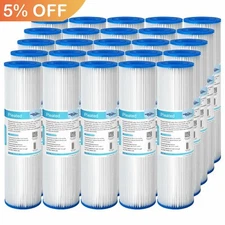 25 Pack 10"x2.5" Whole House System Pleated Sediment Water Filter 5/20/50 Micron