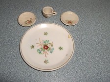 Vintage 4 Pc Doll House PICO China Set Occupied Japan Miniature Dishes Hand Pntd