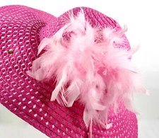  Pink Hatters Hat Pin Chandelle Feathers Gold Tone Society Ladies