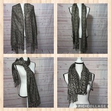 Multi-way, leopard print, soft, blanket scarf with fringe
