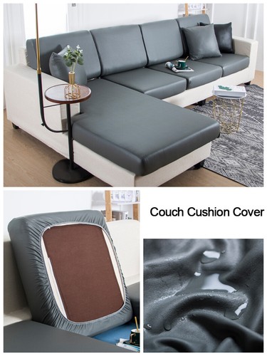 Couch Cushion Cover PU Leather Sofa Cushion Slipcover Stretch Waterproof Home - Picture 10 of 18