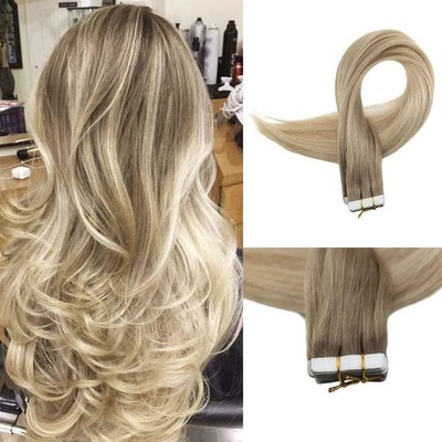 Full Shine Tape In Human Hair Extension 20pcs 50g Balayage Color