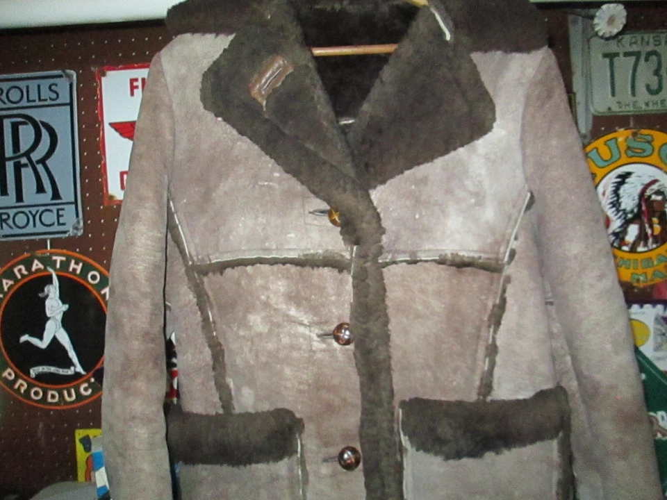 SCHOTT De Colección Años 70 80 Gamuza Sherpa Chaqueta Piel de Oveja Cuero Abrigo Ranchero Dama Talla 12 Foto 2 de 4